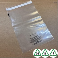 Clear B4 Biodegradable Mailing Bags Heavy Duty 10 x 14, 250 x 350 + Lip, Qty 50 