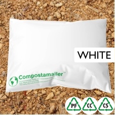 Compostamailer™  Compostable Mailing Bag - White - 40mu - 160x230+40mm Lip, Perm SAS - Qty 50 Bags