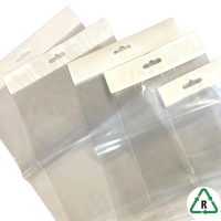 Header Display Bags with Reinforced White Euroslot - 140 x 190 + Lip - Qty 1 Pack of 200   