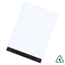 White Mailing Bags With Handles 14 x 18, 350 x 450mm + Lip, Qty 50 