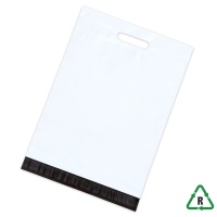 White Mailing Bags With Handles 6 x 9, 160 x 230mm + Lip, Qty 100