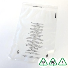 Clear 30% Recycled LDPE Garment Bags 15 x 20 + Lip, 381 x 508mm + Lip - Qty 100 