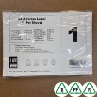 A4 Perm Self Adhesive Labels - White - 1 to a sheet, rounded corners. Pack of 100 sheets