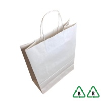 Kraft White Paper Carrier Bag | Twisted Handle - 260x120x350mm (10x5x14")  - Qty 50