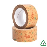 Kraft Paper Tape - Christmas Mix Print - Hotmelt Glue - 48mmx 50m