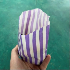 Purple Paper Sweet Bags Printed Stripes 5 x 7", 127 x 178mm  - Qty 100 Bags