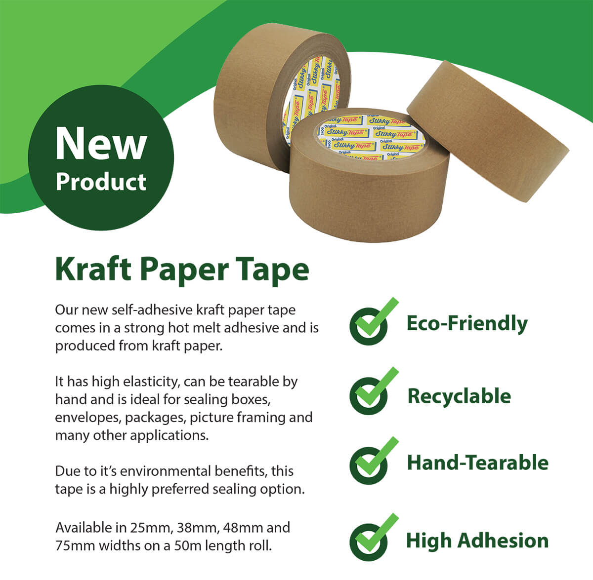 38 Mm Framers Kraft Paper Tape - Strong Adhesive, Recyclable